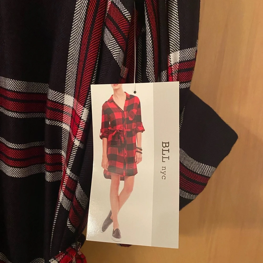 BLL NYC Navy Red Plaid Shirt Dress - Size XXL - NWT - Picture 3 of 4